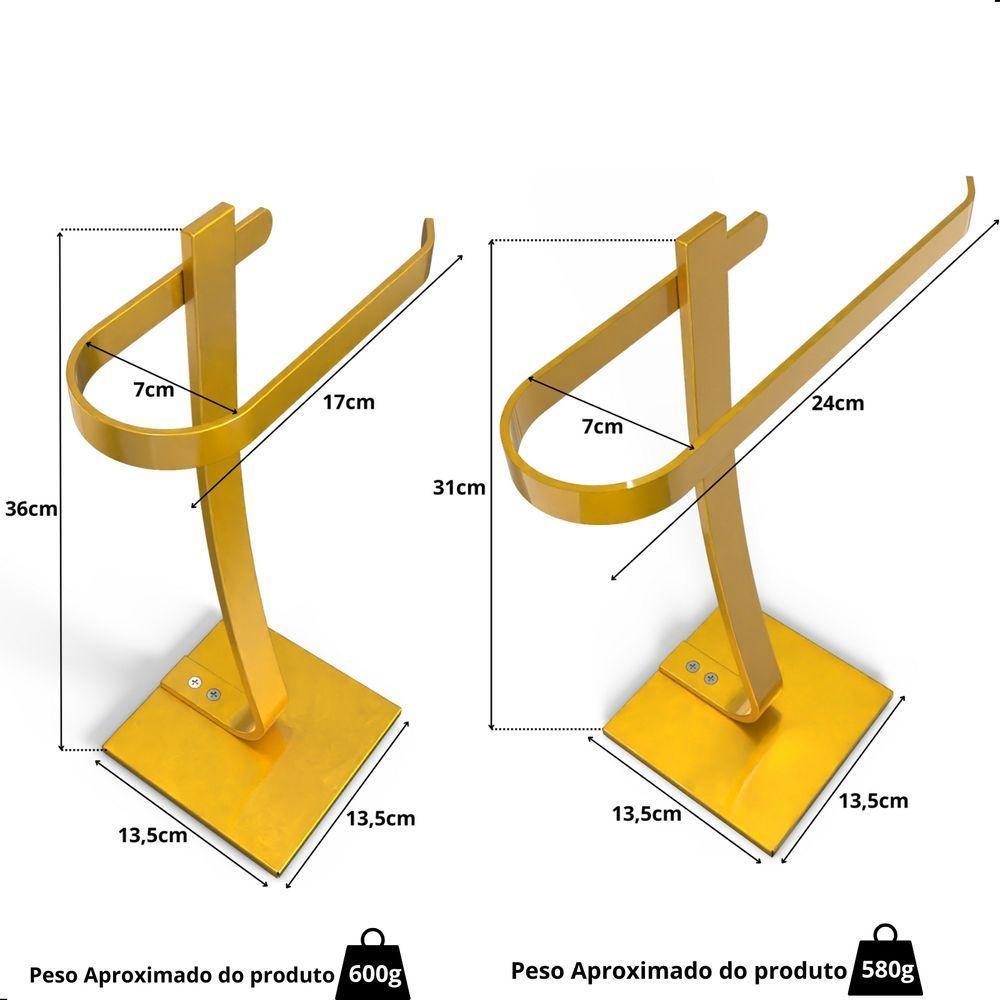 Porta Papel Higiênico De Chão E Toalha Lavabo Dourado.s - 5