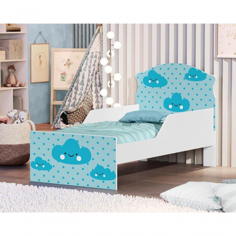 Mini Cama Nuvens Meninos Com Colchão - 4
