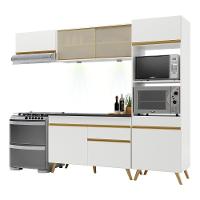 Armário De Cozinha Compacta 252cm Com Leds Veneza Up Multimóveis V2016 Branco/dourado Branco/dourado - 1