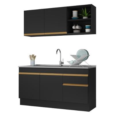 Armário de Cozinha Compacta V2114 5 Portas 1 Gaveta MDP 150cm Preto