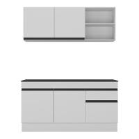 Armário De Cozinha Compacta 150cm Com Rodapé Veneza Multimóveis V2114 Branco/preto Branco/preto - 2