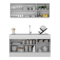 Armário De Cozinha Compacta 150cm Com Rodapé Veneza Multimóveis V2114 Branco/preto Branco/preto - 3