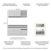 Armário De Cozinha Compacta 150cm Com Rodapé Veneza Multimóveis V2114 Branco/preto Branco/preto - 5