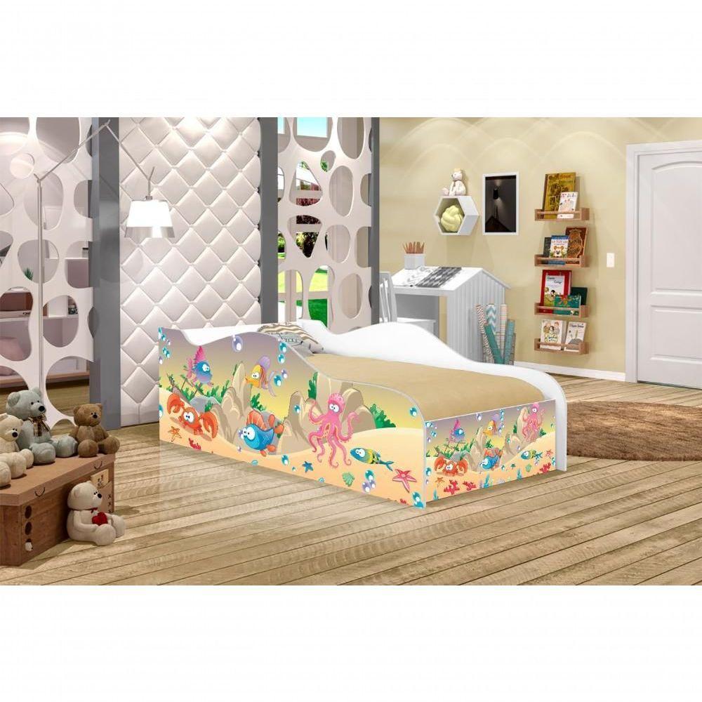 Mini Cama Fun Fundo Do Mar Feliz Infantil Com Colchão - 4