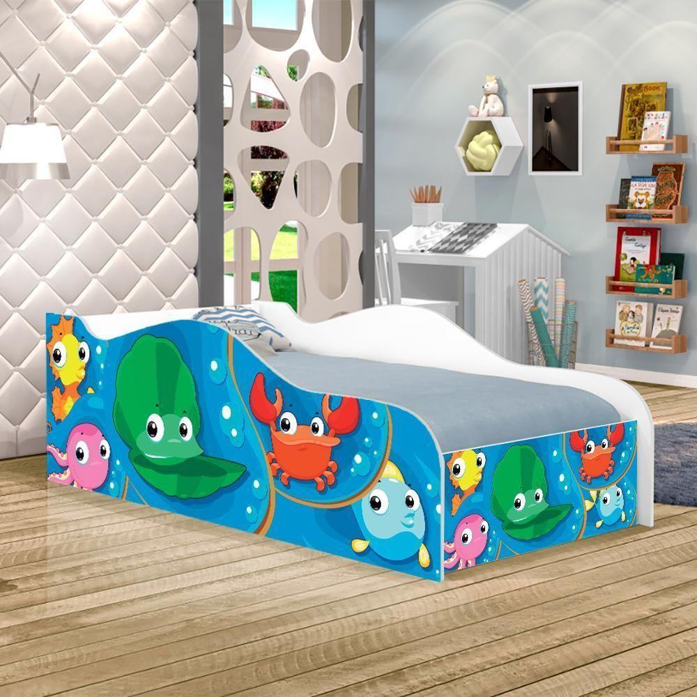 Mini Cama Fun Fundo Do Mar Peixes Infantil Com Colchão - 1