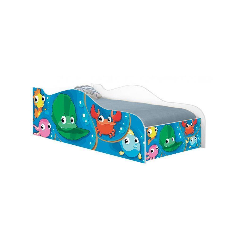 Mini Cama Fun Fundo Do Mar Peixes Infantil Com Colchão - 3