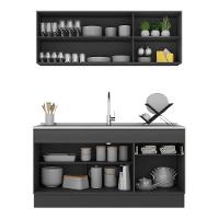Armário De Cozinha Compacta 150cm Com Rodapé Veneza Multimóveis V2114 Preto/branco Preto/branco - 3