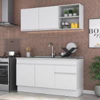Armário De Cozinha Compacta 150cm Com Rodapé Veneza Multimóveis V2114 Branco Branco - 6