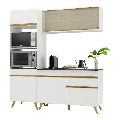 Armário De Cozinha Compacta 182cm Veneza Multimóveis V3695 Branco/dourado Branco/dourado