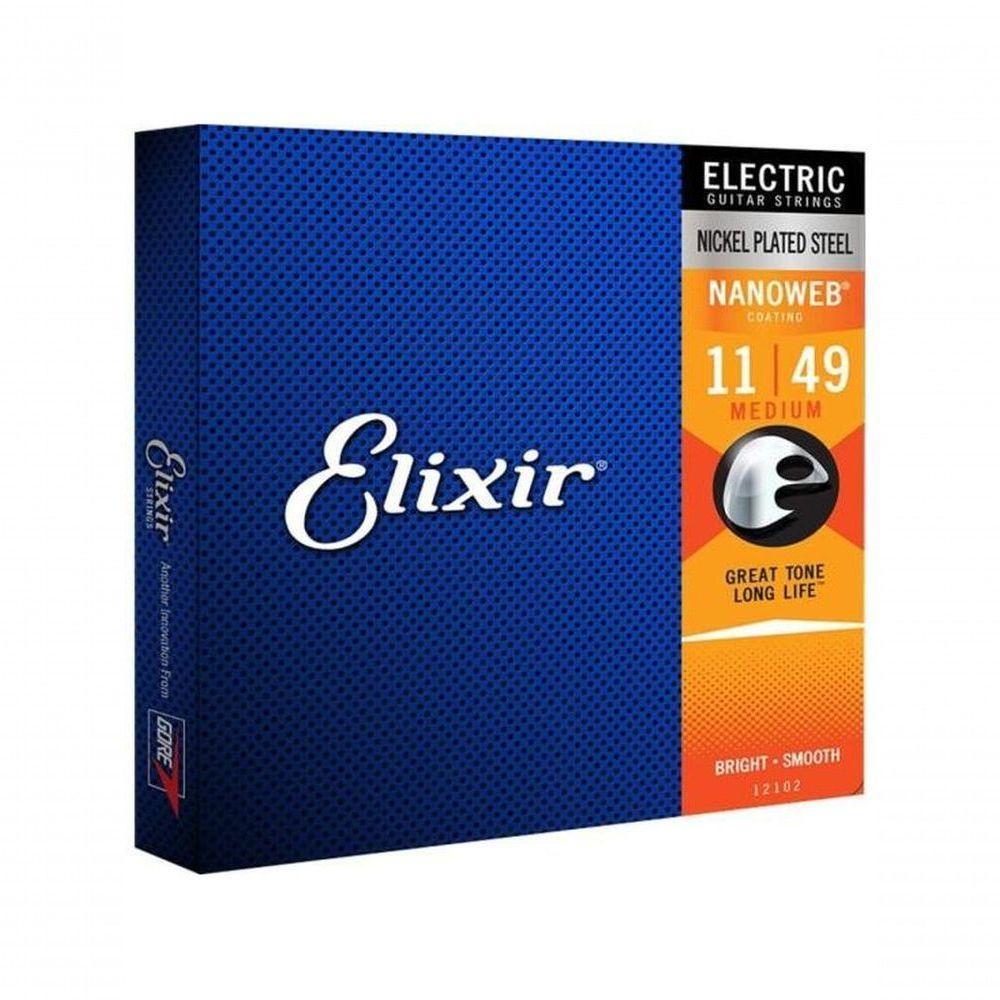 Encordoamento Para Guitarra .011 Medium Nanoweb 12102 Elixir - 1