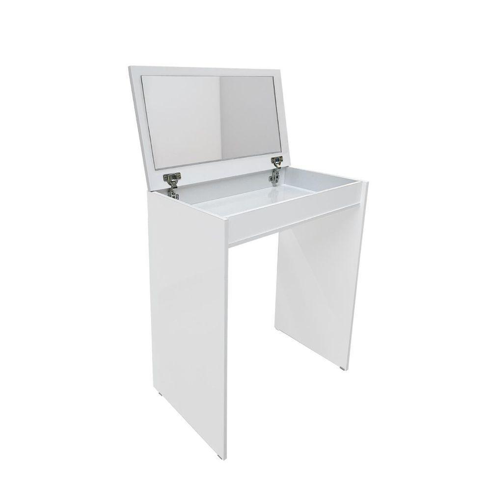 Penteadeira Mesa Maquiagem Quarto Camarim Branco Com Espelho - 2