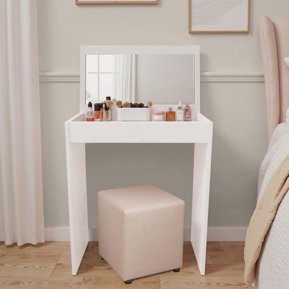 Penteadeira Mesa Maquiagem Quarto Camarim Branco Com Espelho - 3