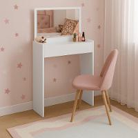 Penteadeira Mesa Maquiagem Quarto Camarim Branco Com Espelho - 1