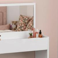 Penteadeira Mesa Maquiagem Quarto Camarim Branco Com Espelho - 7