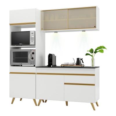 Armário de Cozinha Compacta V2020 6 Portas 1 Gaveta MDF 182cm Preto com Leds