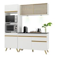 Armário De Cozinha Compacta 182cm Com Leds Veneza Up Multimóveis V2020 Branco/dourado Branco/dourado - 1