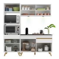 Armário De Cozinha Compacta 182cm Com Leds Veneza Up Multimóveis V2020 Branco/dourado Branco/dourado - 3