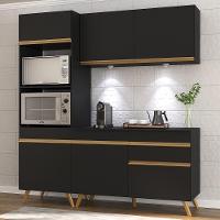 Armário De Cozinha Compacta 182cm Com Leds Veneza Up Multimóveis V2019 Preto/dourado Preto/dourado - 6