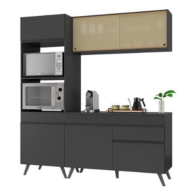 Armário de Cozinha Compacta Veneza V3695 6 Portas 1 Gaveta MDP 182cm Preto