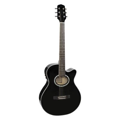 Violão Eletroacústico Aço Mini Jumbo Cutaway Gsf-1d Ceq Bk Preto, Com Afinador E Equalizador [f018]