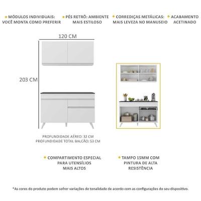 Armário de Cozinha Compacta V3687 4 Portas 1 Gaveta MDF 120cm Preto