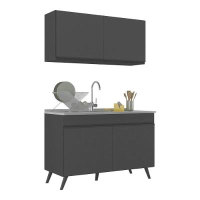 Armário de Cozinha Compacta Veneza V2141 4 Portas MDP 120cm Preto