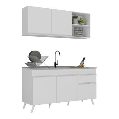 Armário de Cozinha Compacta Veneza 5 Portas 1 Gaveta MDP 150cm Preto