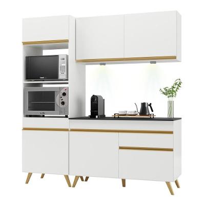 Armário de Cozinha Compacta V2019 6 Portas 1 Gaveta MDP e MDF 182cm Preto com Leds