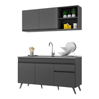 Armário de Cozinha Compacta Veneza V2079 5 Portas 1 Gaveta MDP 150cm Preto