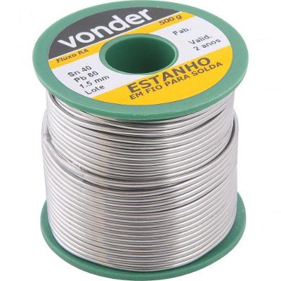 Estanho Fio 1,5mm 40x60 500g Carretel - Vonder