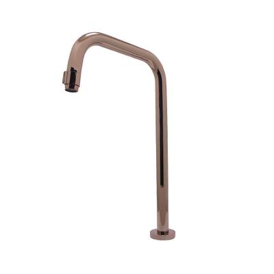 Torneira Banheiro Lavatório Slim Tube Rose Gold Brilhante Alta Reta Cuba Sobrepor