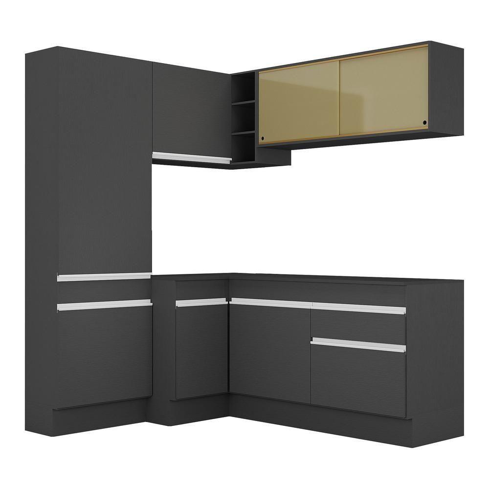 Armário De Cozinha Completa De Canto 898 Preto/branco - 2