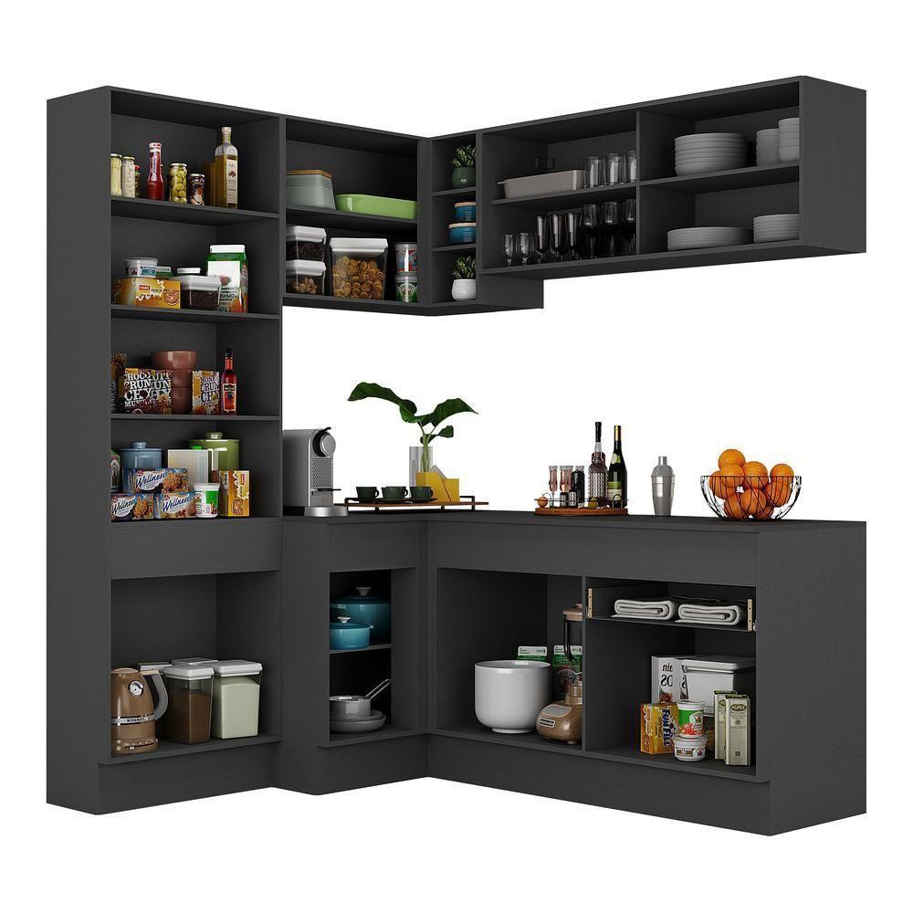 Armário De Cozinha Completa De Canto 898 Preto/branco - 3