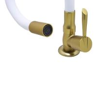 Torneira De Bancada Mesa Tubo Flexível Branco E Dourada ¼ De Volta - 5