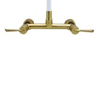 Torneira Cozinha Misturador Tubo Flexível Parede Branco Com Dourado 1/4 Volta Metal Luxo