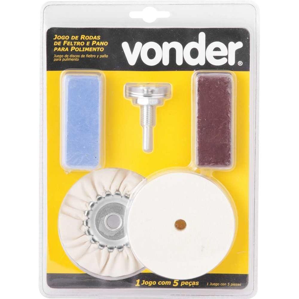 Jogo Roda De Pano E Feltro Para Polimento Com Pasta 5 Pç Vonder - 2