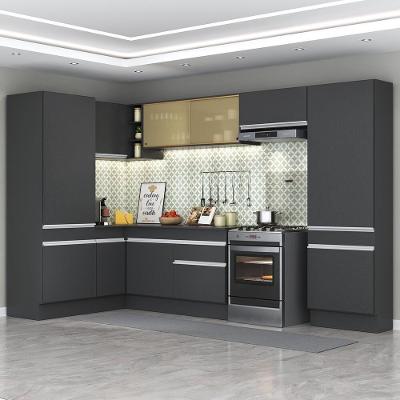 Armário de Cozinha Completa de Canto Mp2090 11 Portas 1 Gaveta MDP Preto Branco