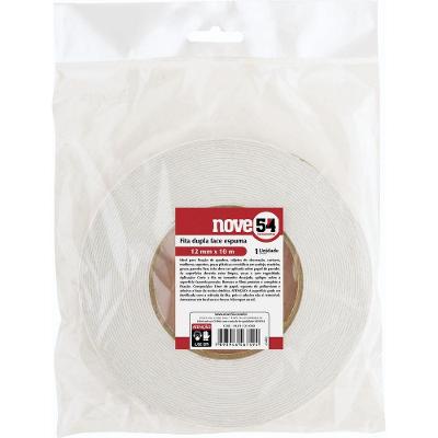 Fita Dupla Face Espuma 12mmx10m Branca - Nove54