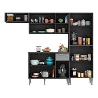 Armário De Cozinha Compacta Xangai Multimóveis V2840 Preto/Grafite Preto/Grafite - 3