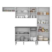 Armário De Cozinha Compacta Xangai Multimóveis V2840 Branco/Preto Branco/Preto - 3