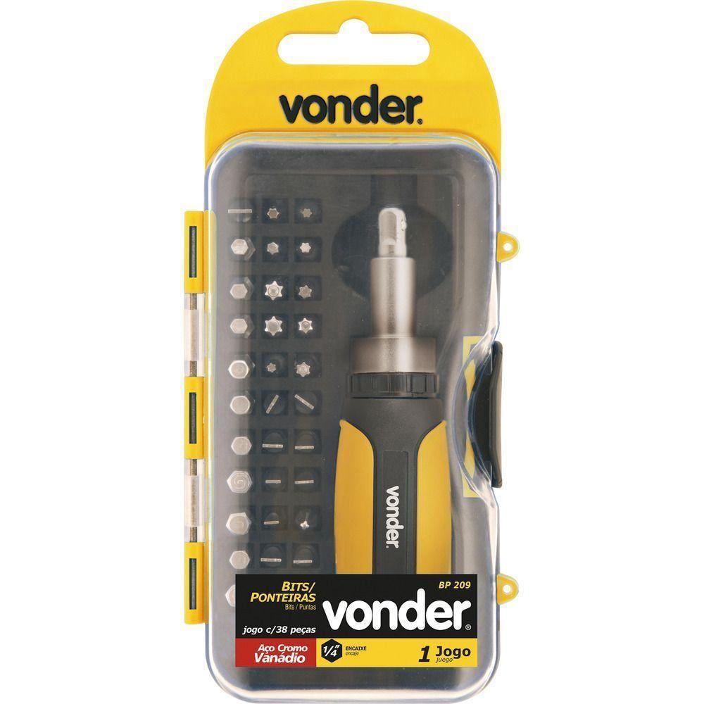 Jogo Bits Ponteiras 1-4" Com 38 Pç Cromo Vanádio Bp209 Vonder - 2