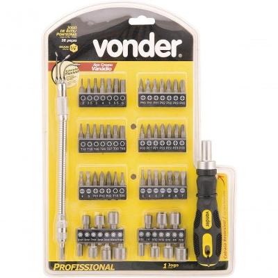 Jogo Bits Ponteiras 1-4" Com 58 Peças Cromo Vanádio - Vonder