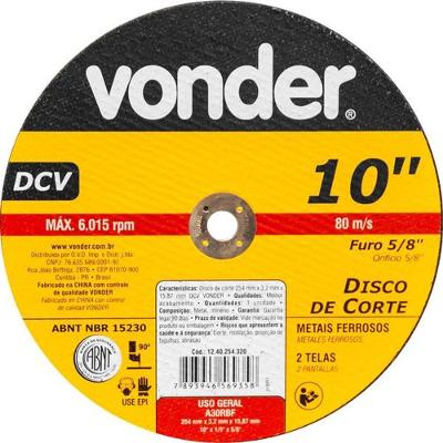 Disco De Corte 254,0x3,2x15,87 Dcv - Vonder