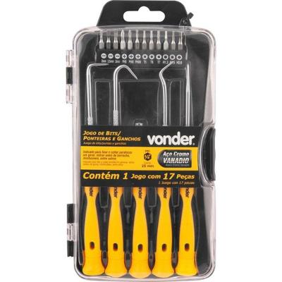 Bits-ponteira + Ganchos Com 17 Peças - Vonder
