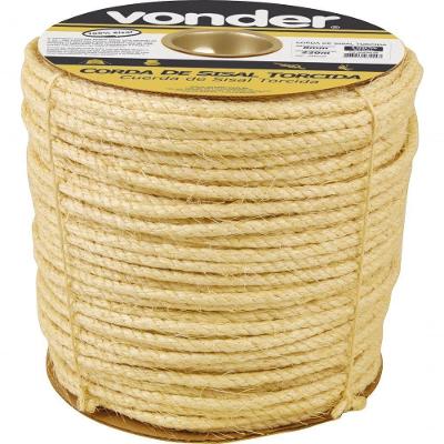 Corda Sisal Torcida 8,0mm 10,0kg 220 Metros Natural Carretel