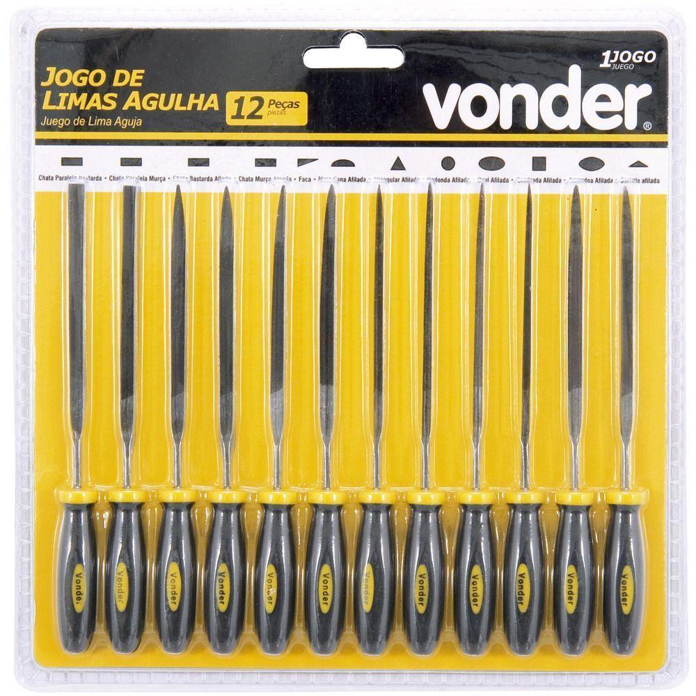 Jogo Lima Agulha 150mm Cabo Plástico Com 12 Peças - Vonder - 2