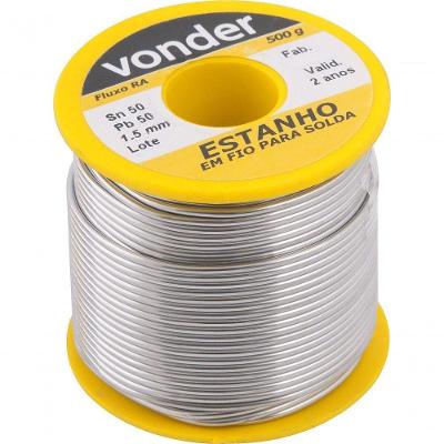 Estanho Fio 1,5mm 50x50 500g Carretel - Vonder