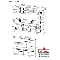 Armário De Cozinha Completa 252cm Com Leds Veneza Up Multimóveis V2035 Branco/dourado Branco/dourado