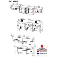 Armário De Cozinha Completa 260cm Com Leds Veneza Up Multimóveis V2033 Preto/dourado Preto/dourado