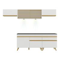 Armário De Cozinha Completa 260cm Com Leds Veneza Up Multimóveis V2033 Branco/dourado Branco/dourado - 2